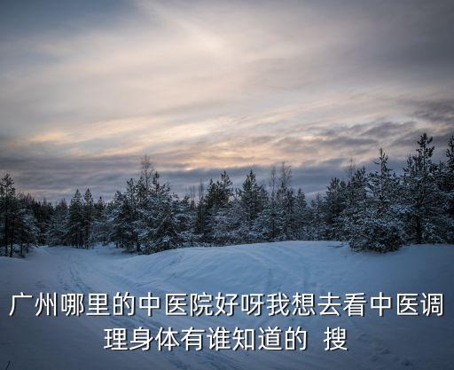 廣州哪里的中醫院好呀我想去看中醫調理身體有誰知道的  搜