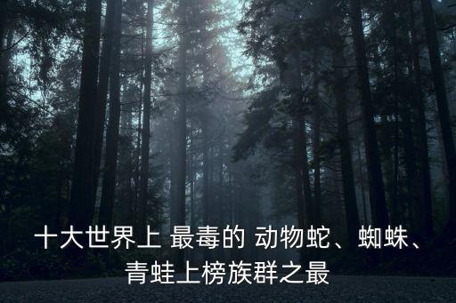十大世界上 最毒的 動物蛇、蜘蛛、青蛙上榜族群之最