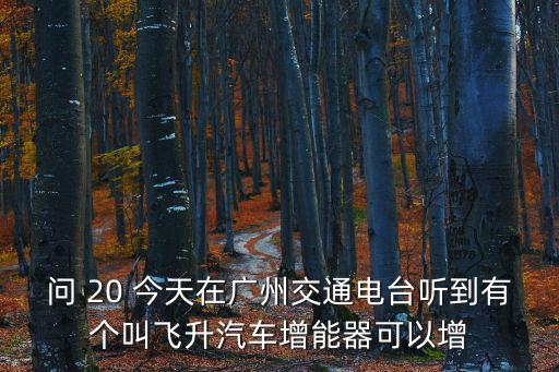 問 20 今天在廣州交通電臺聽到有個叫飛升汽車增能器可以增
