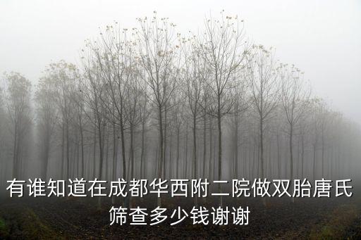 有誰知道在成都華西附二院做雙胎唐氏篩查多少錢謝謝
