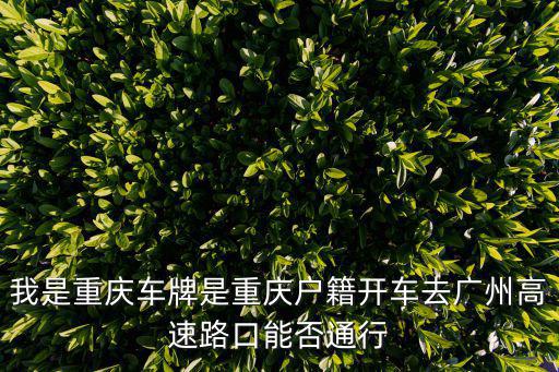重慶開州出發(fā)廣州可走路線，我是重慶車牌是重慶戶籍開車去廣州高速路口能否通行