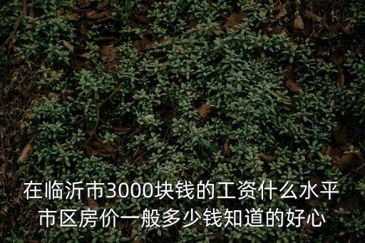 在臨沂市3000塊錢的工資什么水平市區(qū)房?jī)r(jià)一般多少錢知道的好心