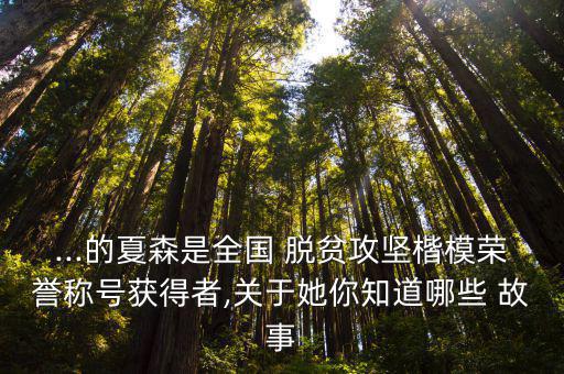 ...的夏森是全國 脫貧攻堅楷模榮譽稱號獲得者,關于她你知道哪些 故事