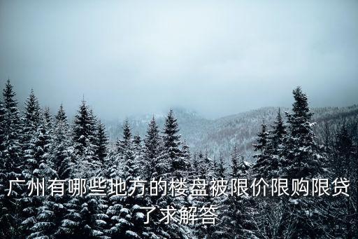 廣州有哪些地方的樓盤被限價限購限貸了求解答
