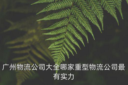 廣州市物流服務公司，廣州有幾個著名物流公司