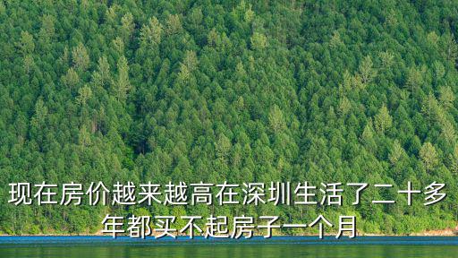 現在房價越來越高在深圳生活了二十多年都買不起房子一個月