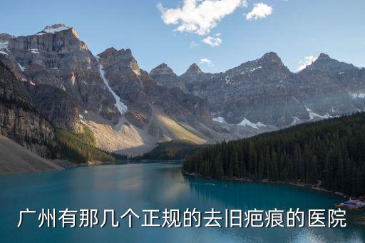 廣州有那幾個正規的去舊疤痕的醫院
