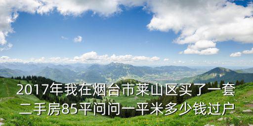 2017年我在煙臺市萊山區買了一套二手房85平問問一平米多少錢過戶