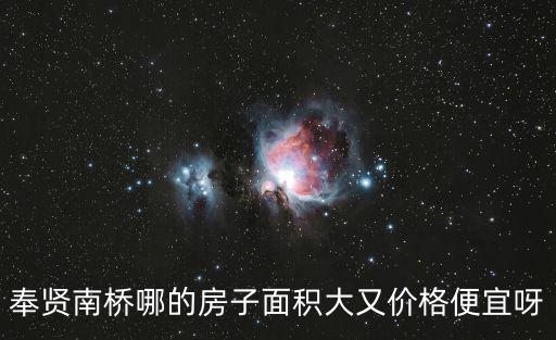 奉賢南橋哪的房子面積大又價格便宜呀