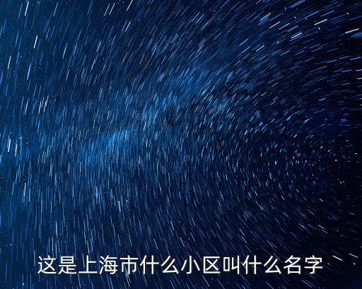 這是上海市什么小區叫什么名字