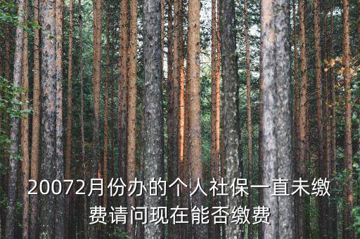 20072月份辦的個(gè)人社保一直未繳費(fèi)請(qǐng)問(wèn)現(xiàn)在能否繳費(fèi)