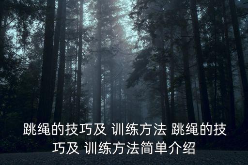  跳繩的技巧及 訓(xùn)練方法 跳繩的技巧及 訓(xùn)練方法簡單介紹