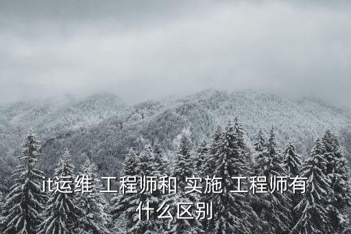 it運維 工程師和 實施 工程師有什么區別