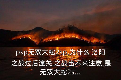psp無雙大蛇2sp,為什么 洛陽 之戰過后潼關 之戰出不來注意,是無雙大蛇2s...