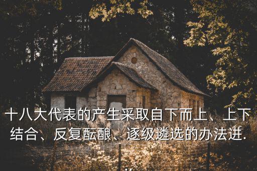 十八大代表的產(chǎn)生采取自下而上、上下結(jié)合、反復(fù)醞釀、逐級遴選的辦法進(jìn)...