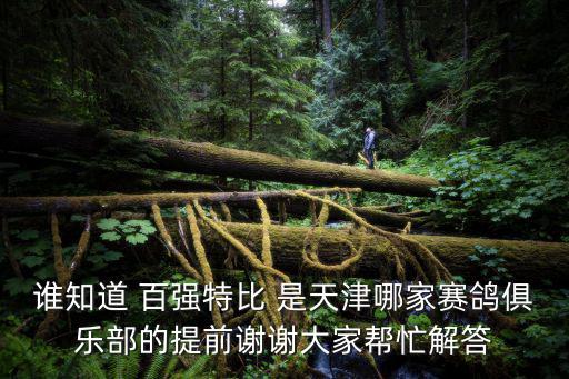 誰知道 百強特比 是天津哪家賽鴿俱樂部的提前謝謝大家幫忙解答