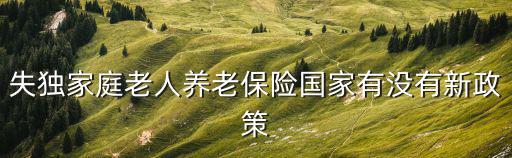 失獨家庭老人養老保險國家有沒有新政策