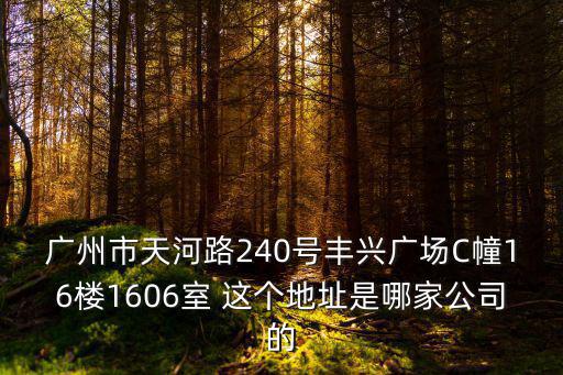 廣州市天河路240號豐興廣場C幢16樓1606室 這個地址是哪家公司的