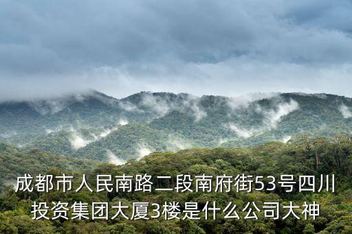 成都市人民南路二段南府街53號(hào)四川投資集團(tuán)大廈3樓是什么公司大神