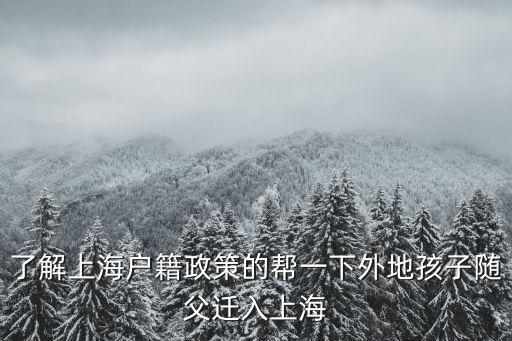了解上海戶籍政策的幫一下外地孩子隨父遷入上海