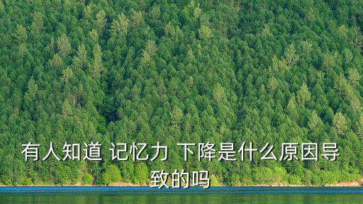 有人知道 記憶力 下降是什么原因導致的嗎