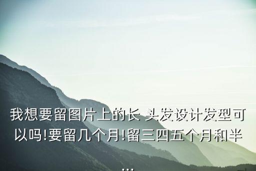 我想要留圖片上的長(zhǎng) 頭發(fā)設(shè)計(jì)發(fā)型可以嗎!要留幾個(gè)月!留三四五個(gè)月和半...