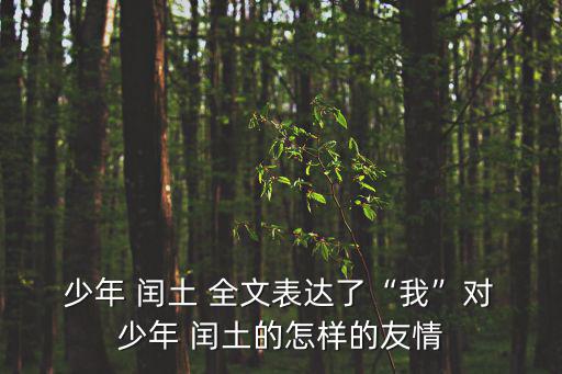  少年 閏土 全文表達了“我”對 少年 閏土的怎樣的友情