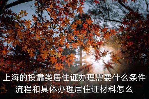 上海的投靠類居住證辦理需要什么條件流程和具體辦理居住證材料怎么