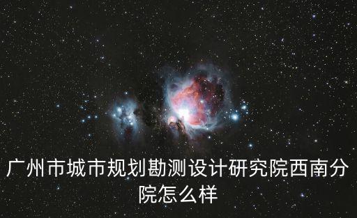 廣州市城市規劃勘測設計研究院西南分院怎么樣