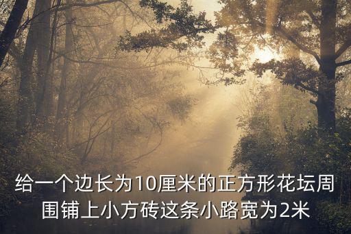 農家小院花圃圍欄紅磚，給一個邊長為10厘米的正方形花壇周圍鋪上小方磚這條小路寬為2米