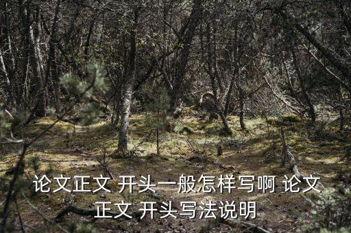 論文正文 開頭一般怎樣寫啊 論文正文 開頭寫法說明