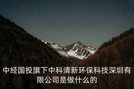 中經(jīng)國投旗下中科清新環(huán)保科技深圳有限公司是做什么的