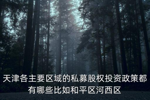 天津各主要區域的私募股權投資政策都有哪些比如和平區河西區