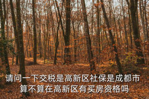 請問一下交稅是高新區(qū)社保是成都市 算不算在高新區(qū)有買房資格嗎