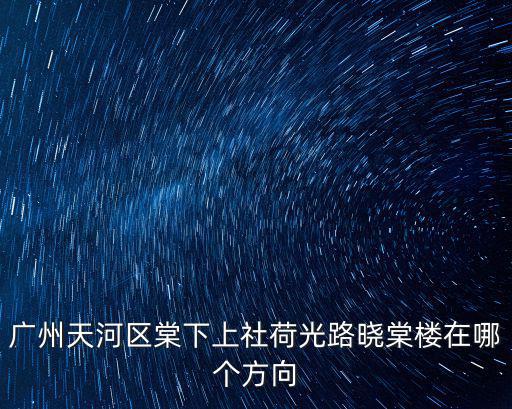 廣州天河棠下街荷光西社區位置，廣州天河區棠下的街道辦在哪里地址呢