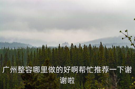 廣州整容哪里做的好啊幫忙推薦一下謝謝啦