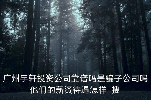 廣州宇軒投資公司靠譜嗎是騙子公司嗎他們的薪資待遇怎樣  搜