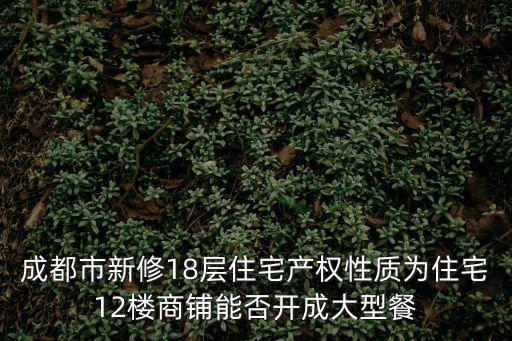 成都市新修18層住宅產(chǎn)權(quán)性質(zhì)為住宅12樓商鋪能否開成大型餐