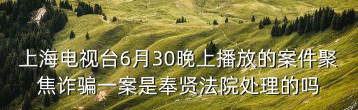 上海電視臺6月30晚上播放的案件聚焦詐騙一案是奉賢法院處理的嗎