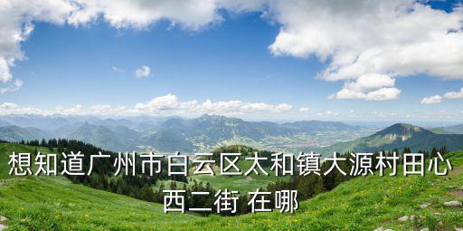 想知道廣州市白云區太和鎮大源村田心西二街 在哪