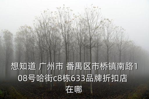 想知道 廣州市 番禺區(qū)市橋鎮(zhèn)南路108號(hào)哈街c8棟633品牌折扣店 在哪