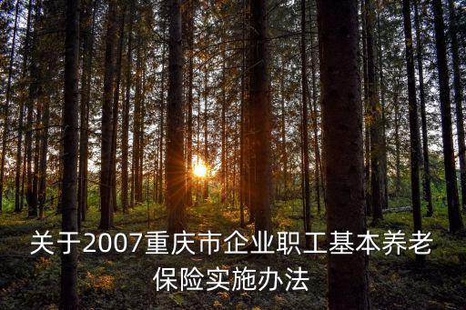 關(guān)于2007重慶市企業(yè)職工基本養(yǎng)老保險實施辦法