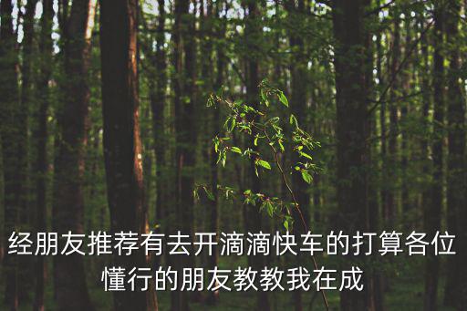 經朋友推薦有去開滴滴快車的打算各位懂行的朋友教教我在成