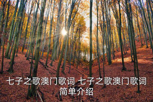 七子之歌澳門歌詞 七子之歌澳門歌詞簡(jiǎn)單介紹