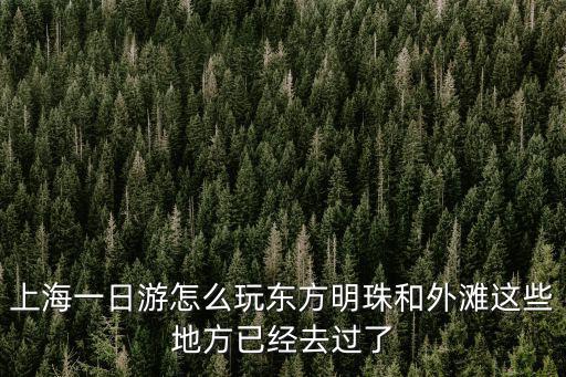 上海一日游怎么玩東方明珠和外灘這些地方已經(jīng)去過了