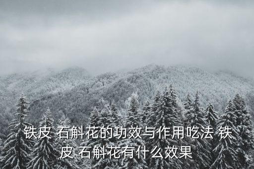  鐵皮 石斛花的功效與作用吃法 鐵皮 石斛花有什么效果