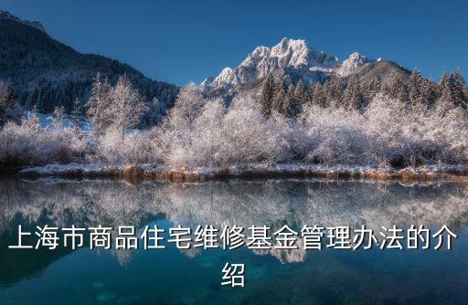 上海市商品住宅維修基金管理辦法的介紹