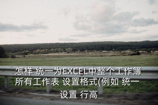 怎樣 統一為EXCEL中整個工作簿所有工作表 設置格式(例如 統一 設置 行高