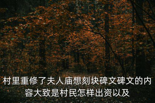 村里重修了夫人廟想刻塊碑文碑文的內容大致是村民怎樣出資以及