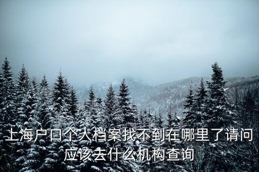 上海戶口個人檔案找不到在哪里了請問應該去什么機構查詢